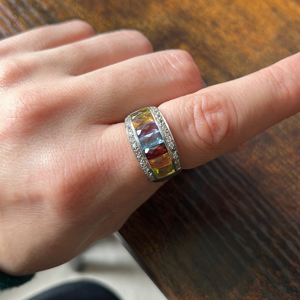 QVC Sterling Silver 3.00 cttw Multi Gemstone Ring Size 7
